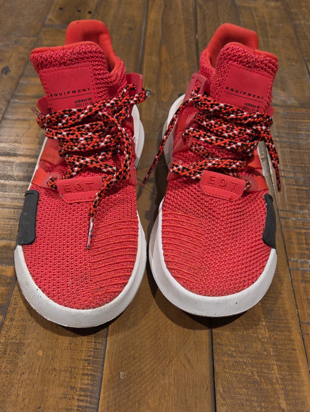 adidas Kids Red Knit EQT Sneakers with Patterned Laces